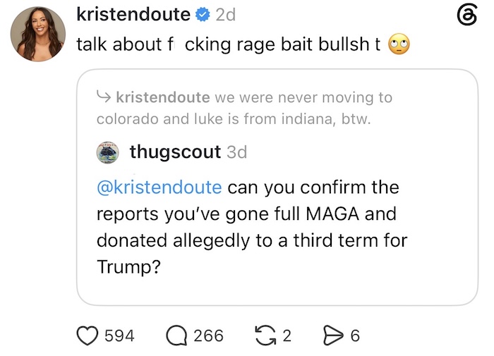 The Valley Kristen Doute Slams Claim of Going MAGA as Rage Bait