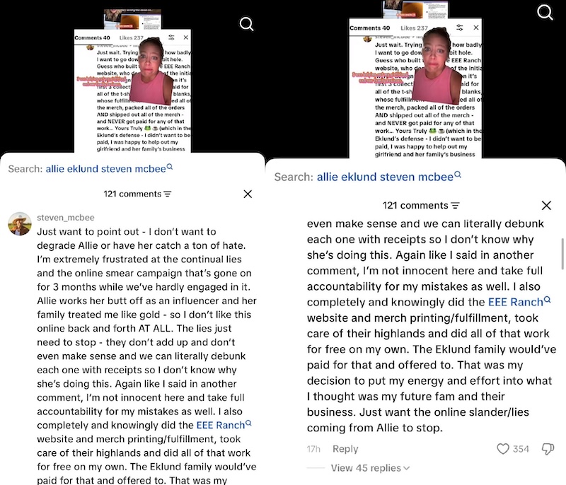 McBee Dynasty Steven McBee Jr. Slams Allie's Smear Campaign and Lies