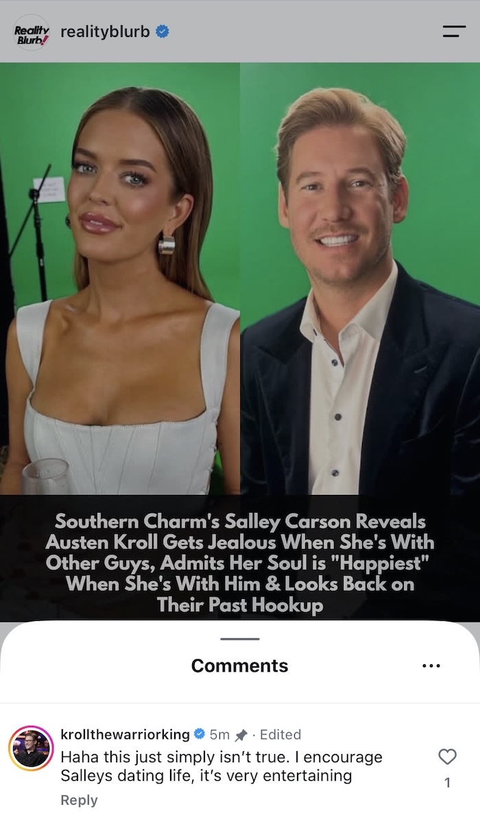 Southern Charm Austen Kroll responds to Salley Carson claims of jealousy copy