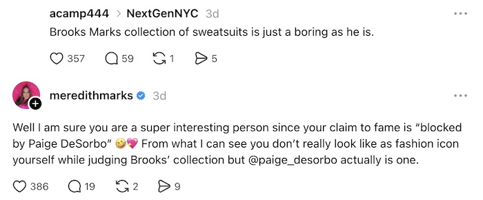 RHOSLC Meredith Marks Defends Brooks' Clothing Line