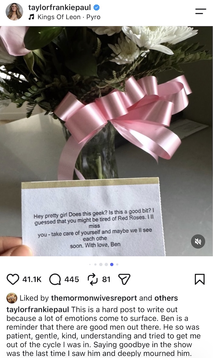 SLOMW Taylor Frankie Paul Shows Off Roses From Ex Ben Lambert