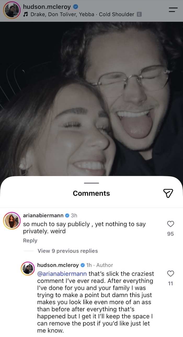 Next Gen NYC Ariana Biermann Calls Out Hudson McLeroy After Public Post About Split