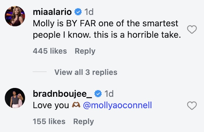 Southern Hospitality Mia Alario and Bradley Carter React to Patricia Altschul Shading Molly O'Connell