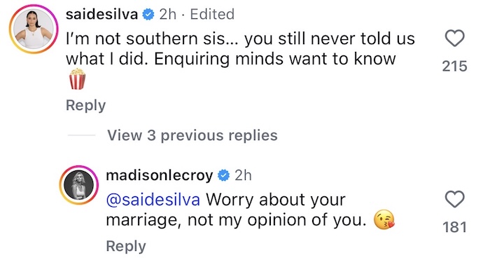 RHONY Sai de Silva Claps Back at Madison for Saying She Was Mean